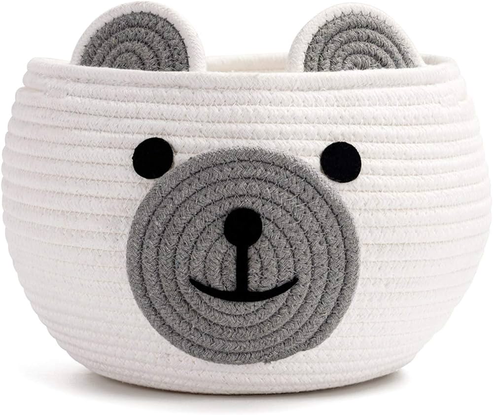 Bear Cute Cotton Rope Storage Basket | Multiple Colors | 9x7 inches