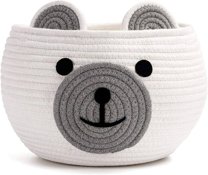 Bear Cute Cotton Rope Storage Basket | Multiple Colors | 9x7 inches