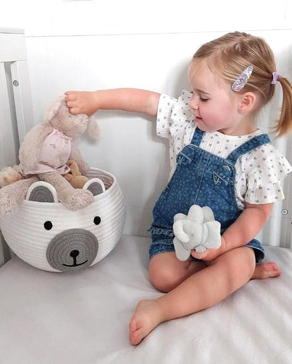 Bear Cute Cotton Rope Storage Basket | Multiple Colors | 9x7 inches