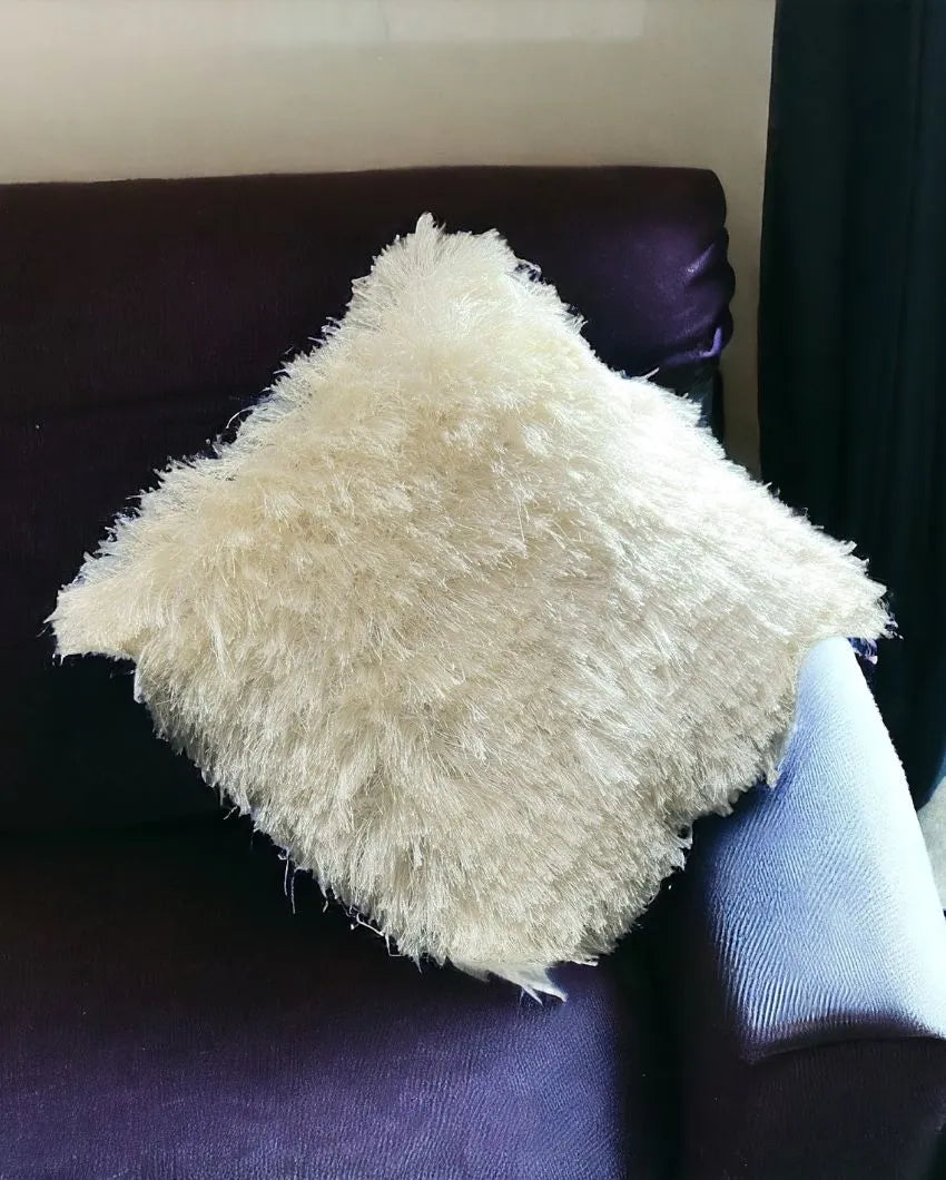 Faux Curly Wool Fur Filled Cushion | 18x18 inches