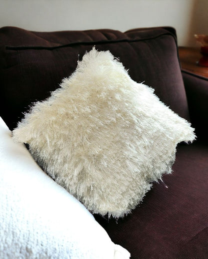 Faux Curly Wool Fur Filled Cushion | 18x18 inches