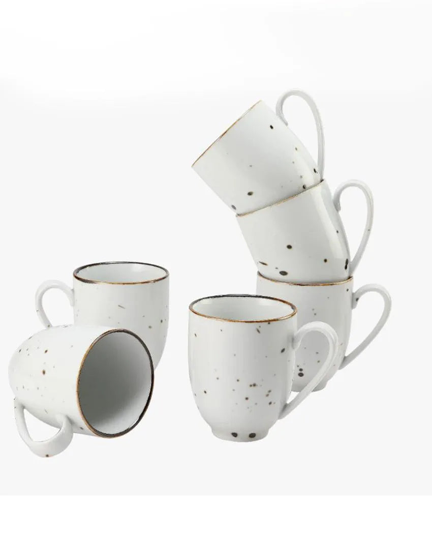 White Sparkle Porcelain Coffee Mugs | Set Of 2