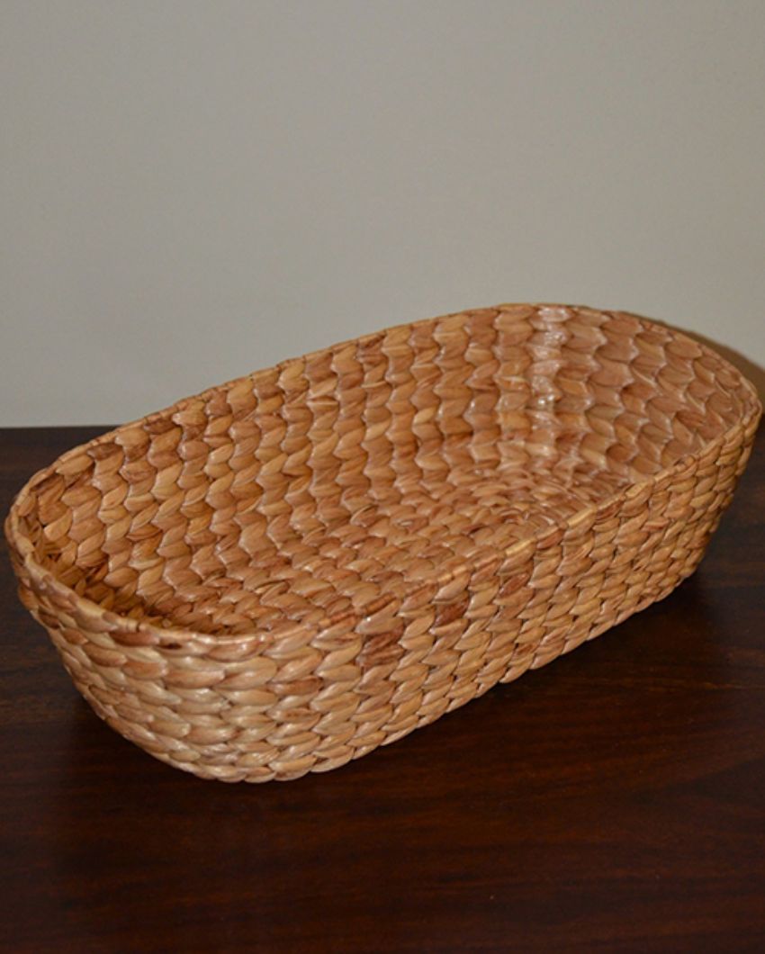 Natural Water Hyacinth Oval Bread & Utility Basket | 12 x 6 x 3 inches