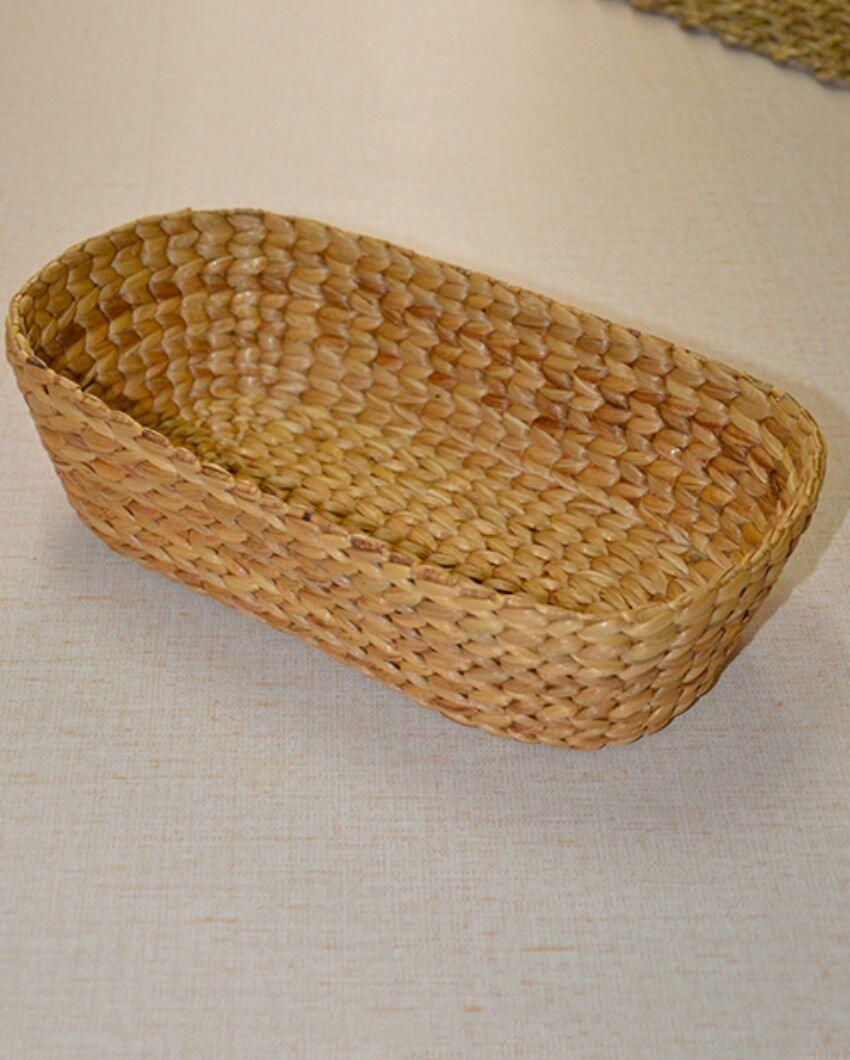 Natural Water Hyacinth Oval Bread & Utility Basket | 12 x 6 x 3 inches