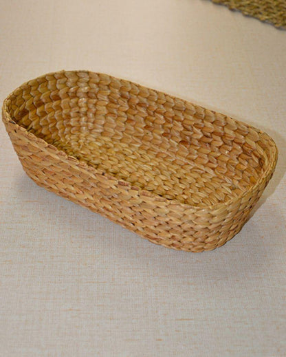 Natural Water Hyacinth Oval Bread & Utility Basket | 12 x 6 x 3 inches