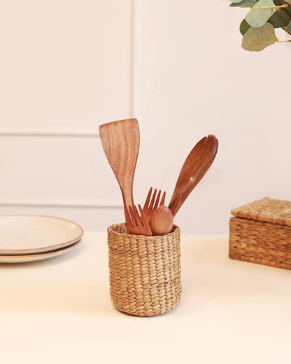 Earthy Touch Water Hyacinth Pen & Cutlery Holder