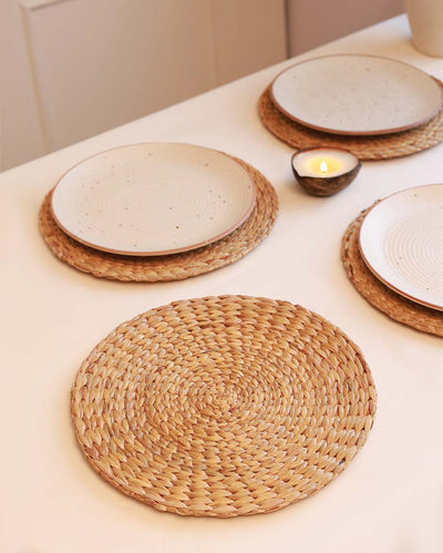 Water Hyacinth Natural Round Mats | Set of 2 | 12 inches