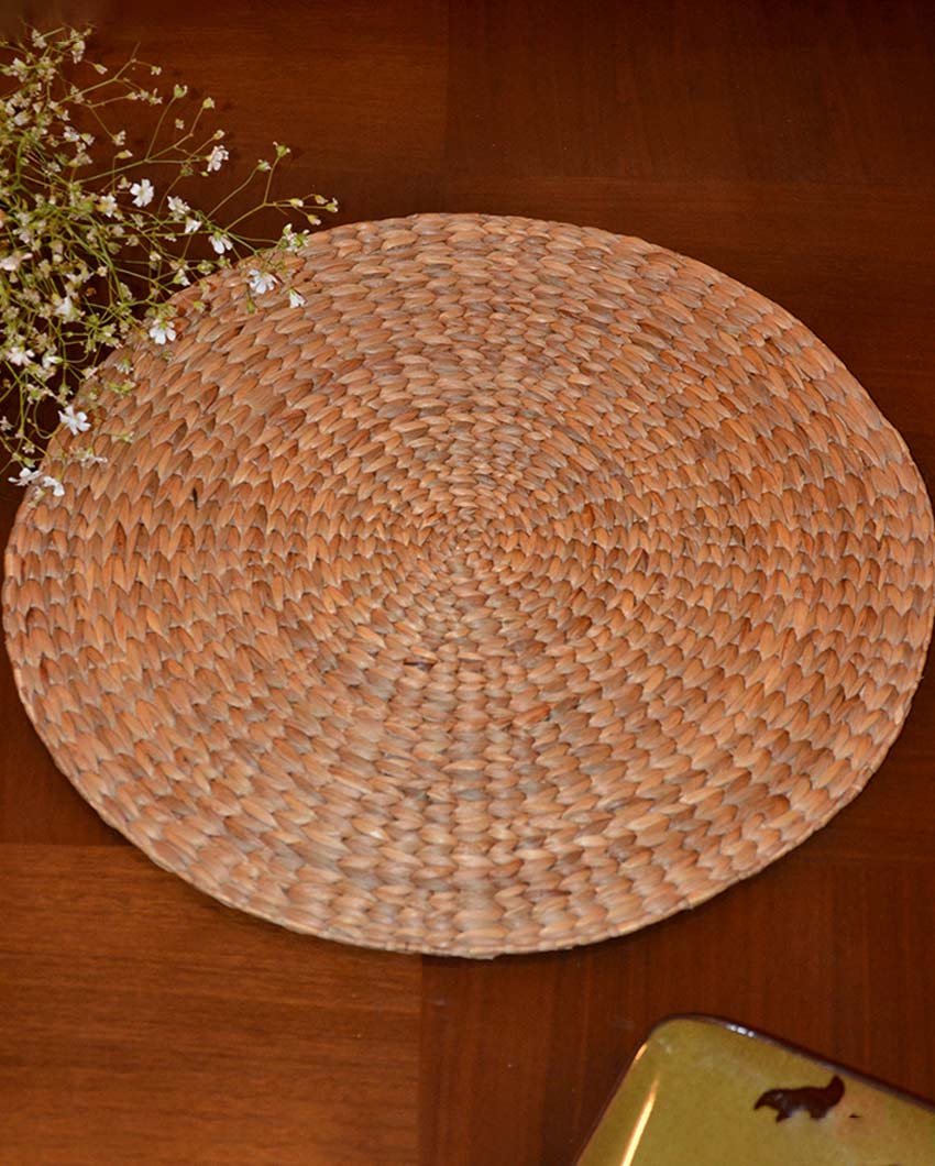 Round Natural Water Hyacinth Mat | Dia 15 inch