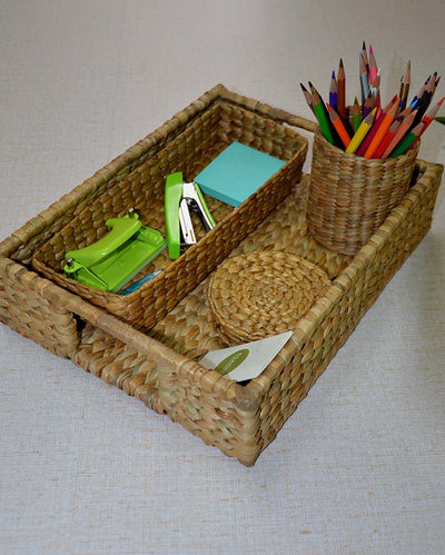 Rectangular Water Hyacinth Basket Tray