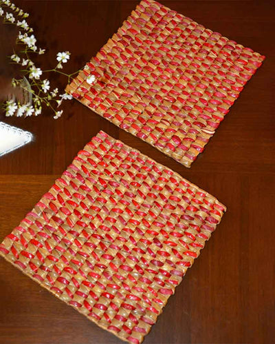 Water Hyacinth Square Trivets | Set Of 2 | 8 X 8 inches