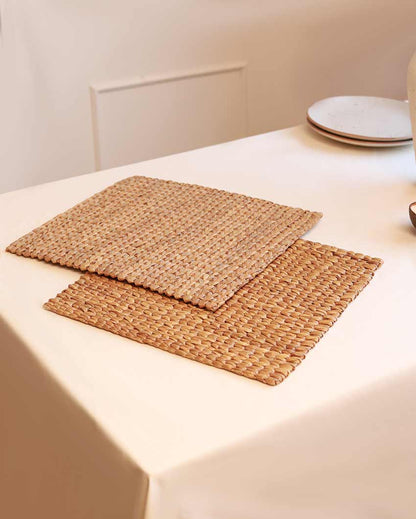 Natural Rustic Charm Water Hyacinth Square Placemats | Set Of 2