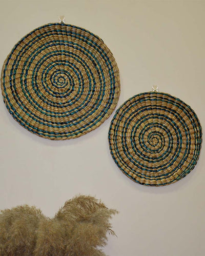 Blue Water Hyacinth Wall Mats | Set of 2