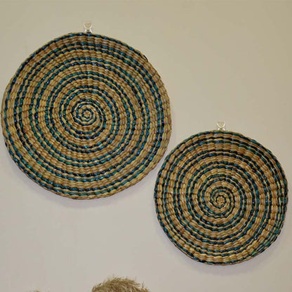 Blue Water Hyacinth Wall Mats | Set of 2