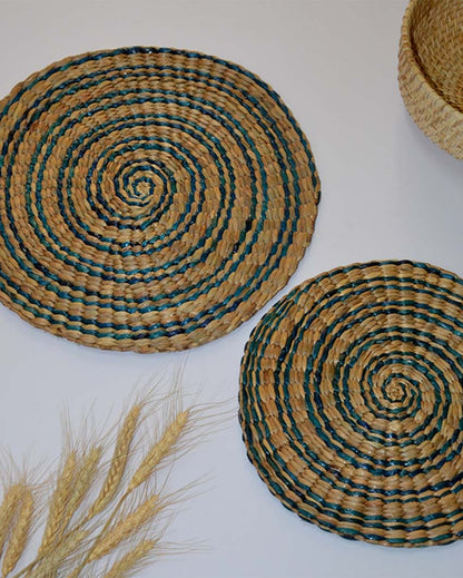 Blue Water Hyacinth Wall Mats | Set of 2