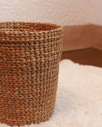 Natural Water Hyacinth Waste Paper Basket | 7 x 9 x 10 inches