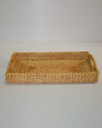 Natural Cane Rectangular Serving Tray