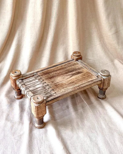 Miniature Khaat Wooden Serving Display Tray