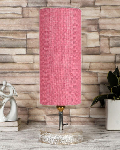 Luxurious Jute Shade Table Lamp Pink