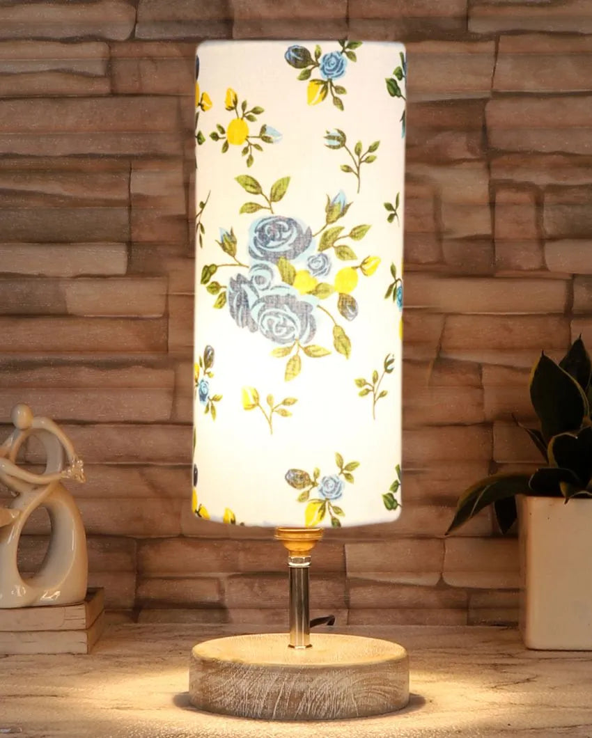 Flowers Printed Cotton Shade Table Lamp - Dusaan