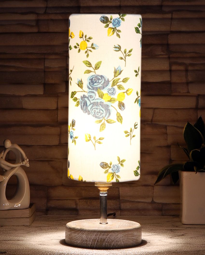 Flowers Printed Cotton Shade Table Lamp - Dusaan