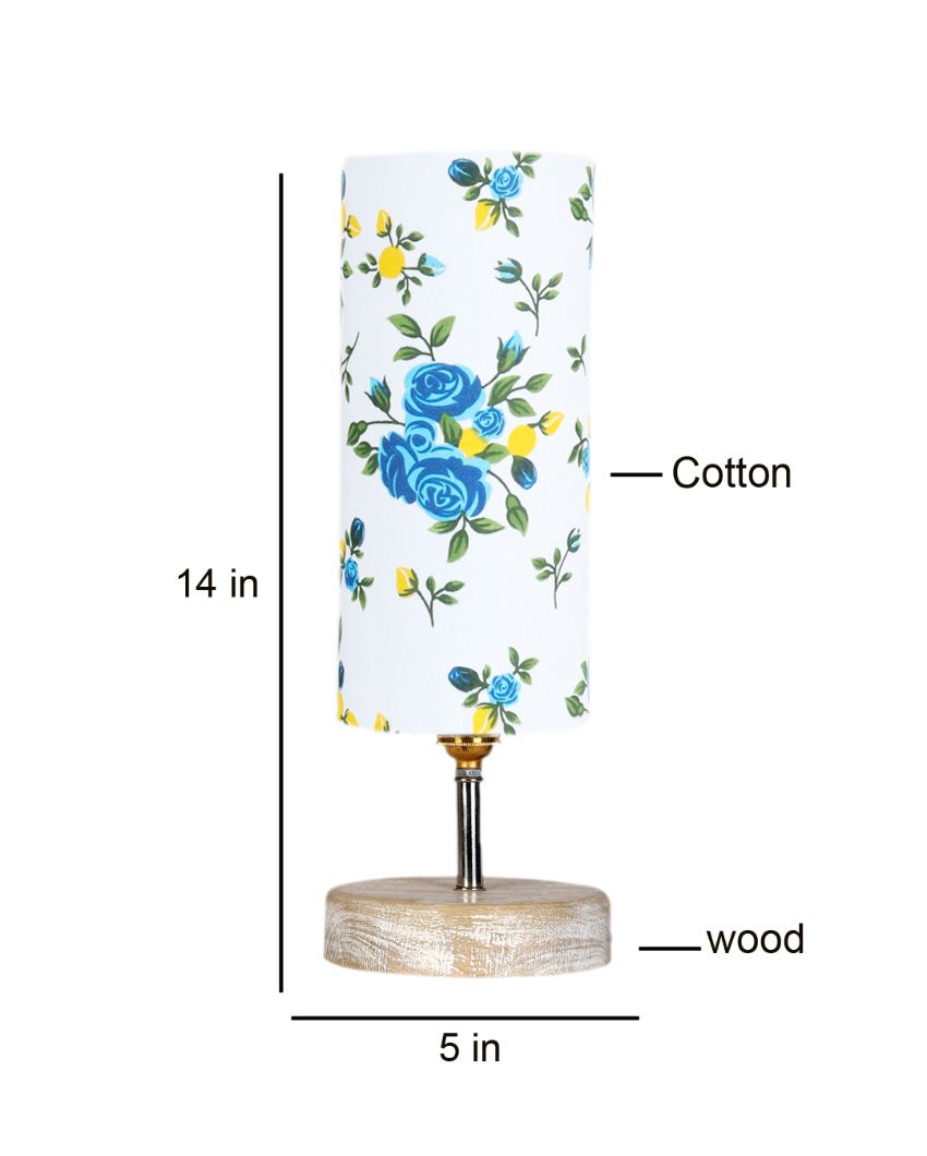 Flowers Printed Cotton Shade Table Lamp - Dusaan