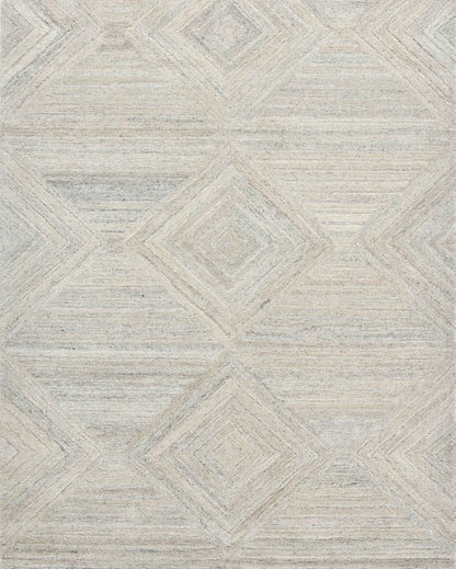 Hand-Tufted Wool Rug with Geometric Pattern Loop & Cut Pile | 8 x 10 Feet