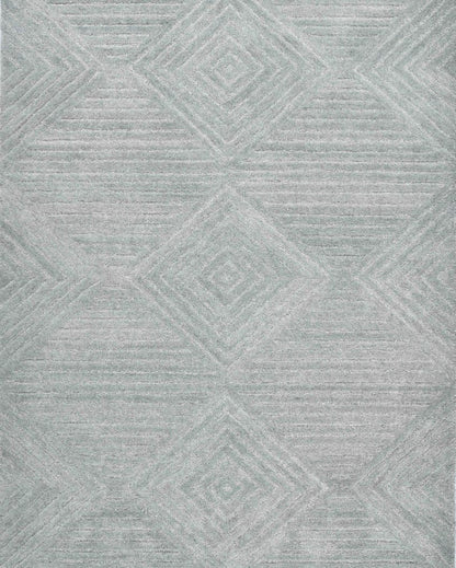 Hand-Tufted Wool Rug with Geometric Pattern Loop & Cut Pile | 8 x 10 Feet