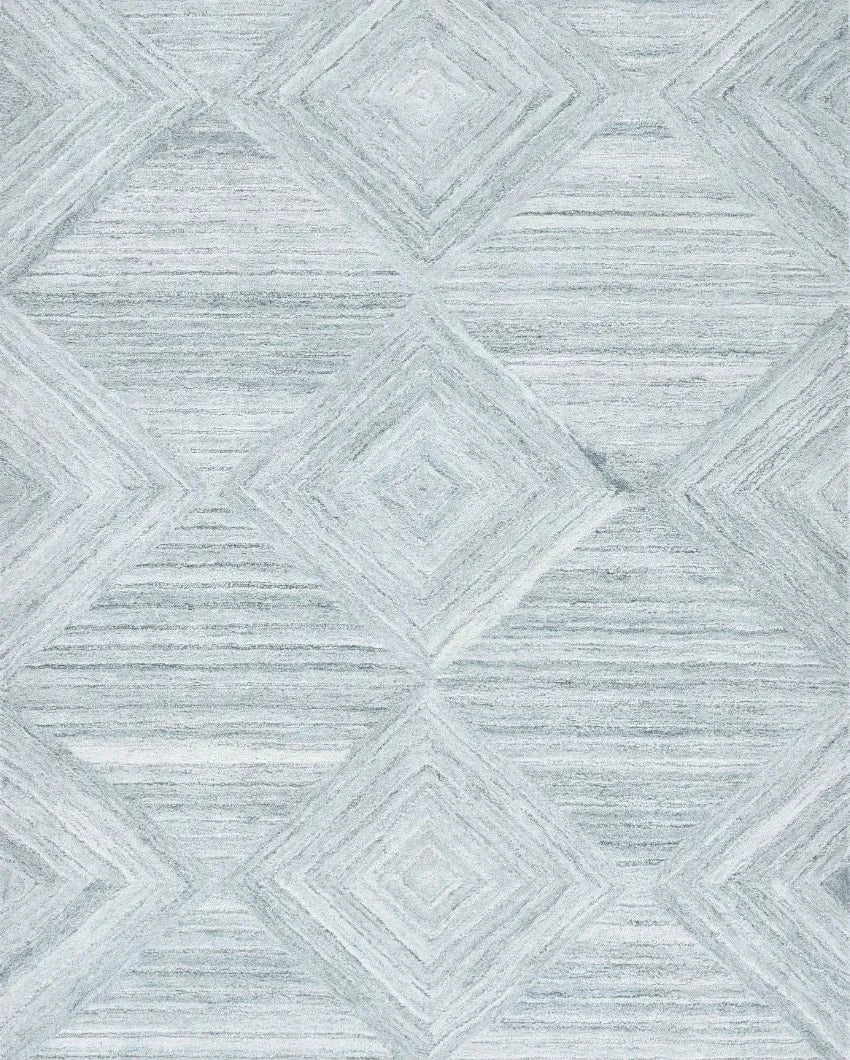 Hand-Tufted Wool Rug with Geometric Pattern Loop & Cut Pile | 8 x 10 Feet