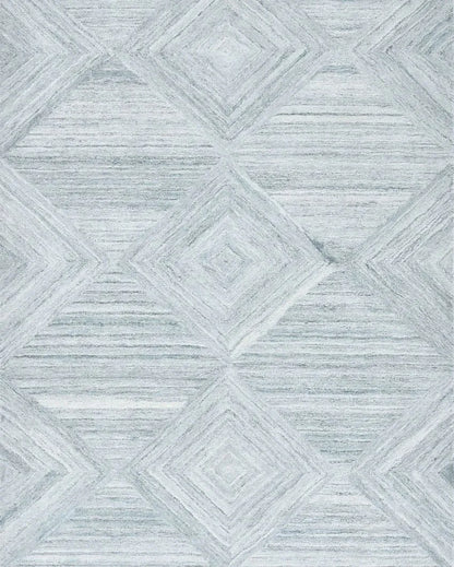 Hand-Tufted Wool Rug with Geometric Pattern Loop & Cut Pile | 8 x 10 Feet