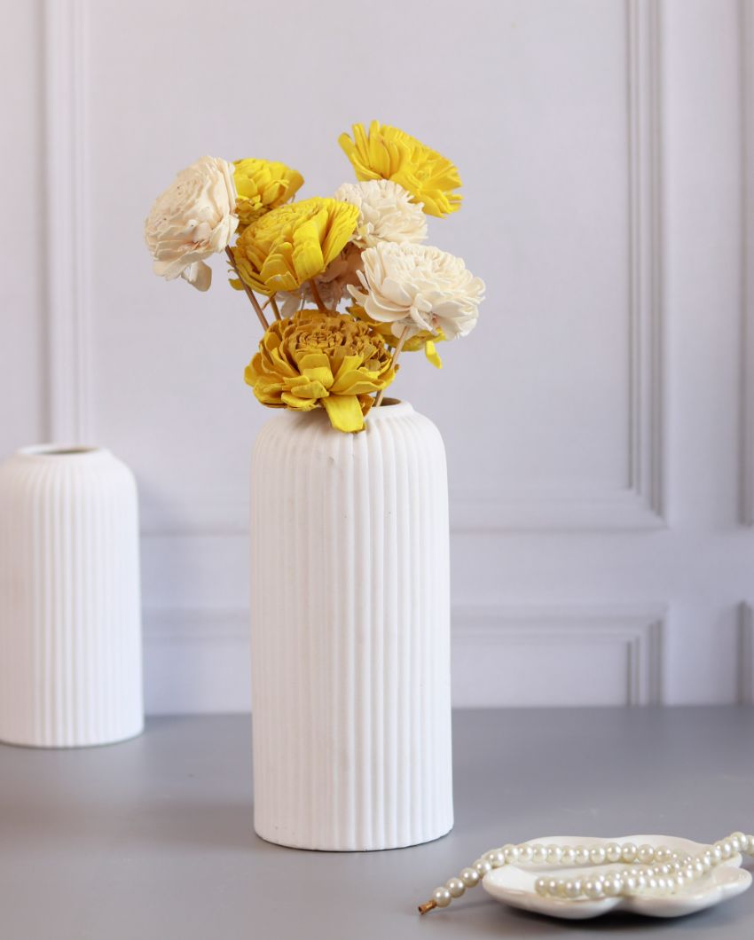 Shimmy Ribbed Vases | Set Of 3 White