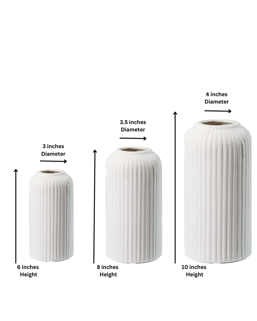 Shimmy Ribbed Ceramic Vases | Set Of 3