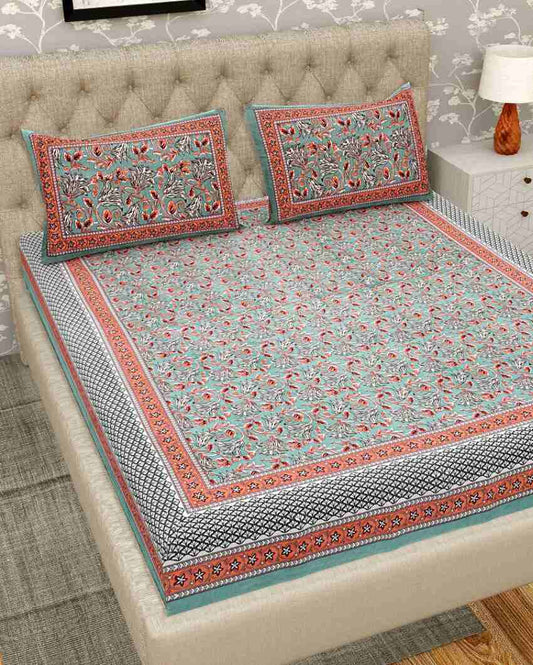 Super Jaipuri Cotton Fabric Print Bedding Set | Multiple Colors | King Size | 108 x 87 inches