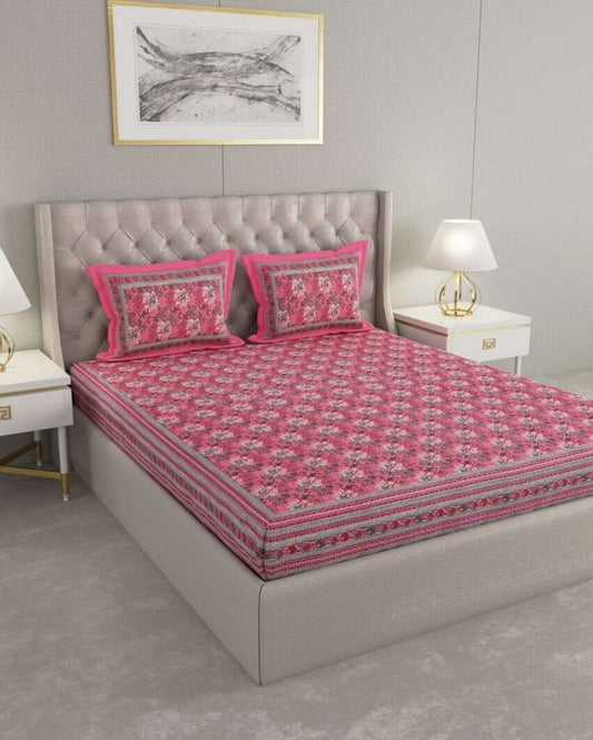 Super Jaipuri Blossom Garden Print Cotton Bedding Set | King Size | 108 x 87 inches