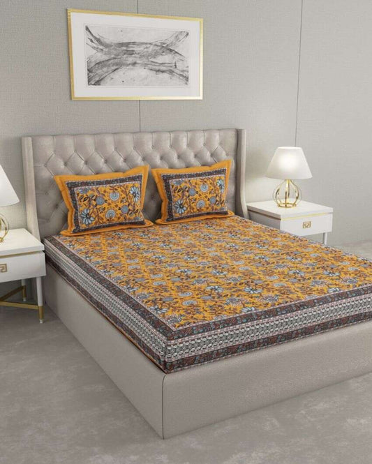 Super Jaipuri Blossom Art Print Cotton Bedding Set | King Size | 108 x 87 inches
