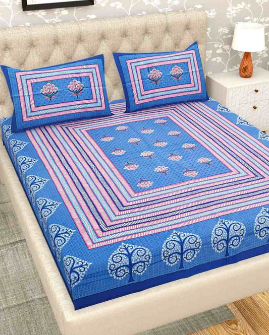 Jaipuri Design Hand Printed Cotton Bedding Set | Queen Size | 92 x 87 inches