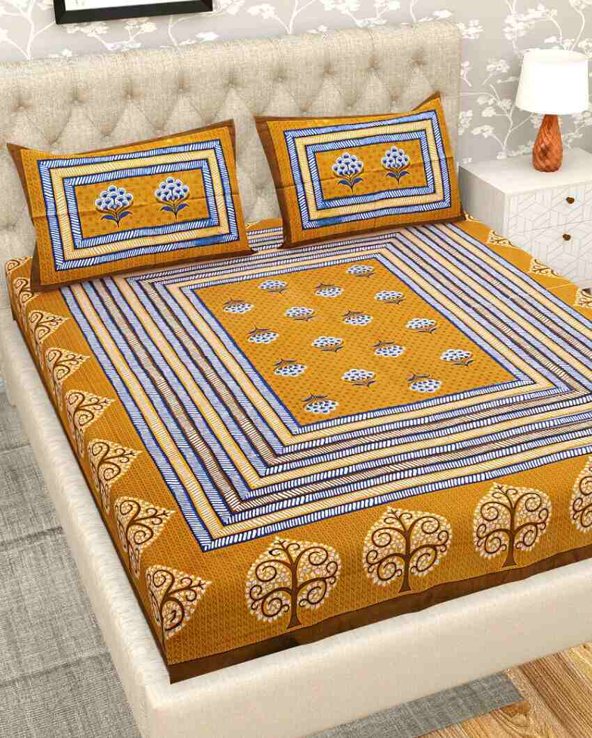 Jaipuri Design Hand Printed Cotton Bedding Set | Multiple Colors | Queen Size | 92 x 87 inches