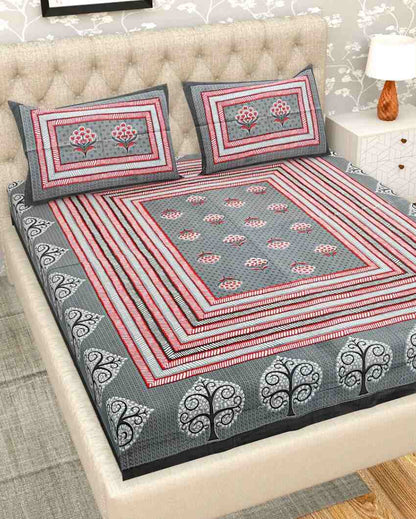 Jaipuri Design Hand Printed Cotton Bedding Set | Multiple Colors | Queen Size | 92 x 87 inches