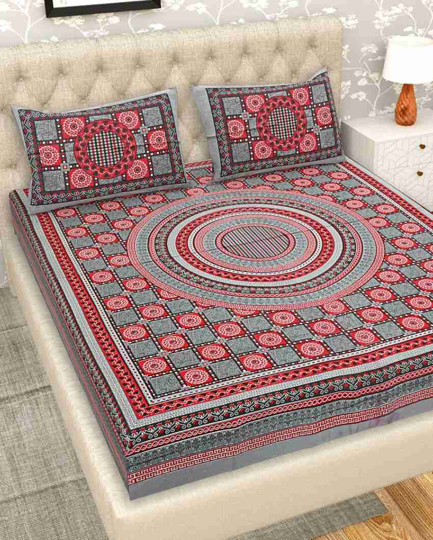 Beautiful Jaipuri Rangoli Hand Printed Cotton Queen Size Bedsheet | Queen Size | 92 x 87 inches