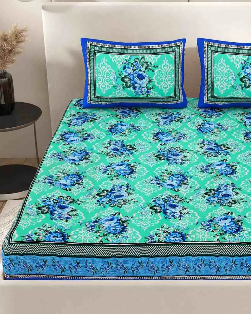 Beautiful Jaipuri Hand Printed Cotton Queen Size Bedsheet | Multiple Colors | Queen Size | 92 x 87 inches