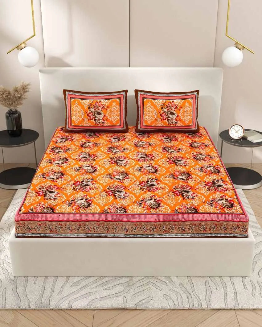 Beautiful Jaipuri Hand Printed Cotton Queen Size Bedsheet | Multiple Colors | Queen Size | 92 x 87 inches