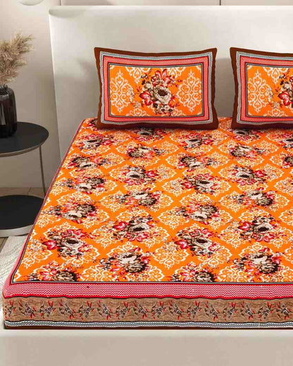 Beautiful Jaipuri Hand Printed Cotton Queen Size Bedsheet | Queen Size | 92 x 87 inches