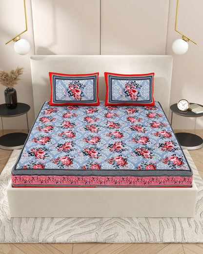 Beautiful Jaipuri Hand Printed Cotton Queen Size Bedsheet | Multiple Colors | Queen Size | 92 x 87 inches