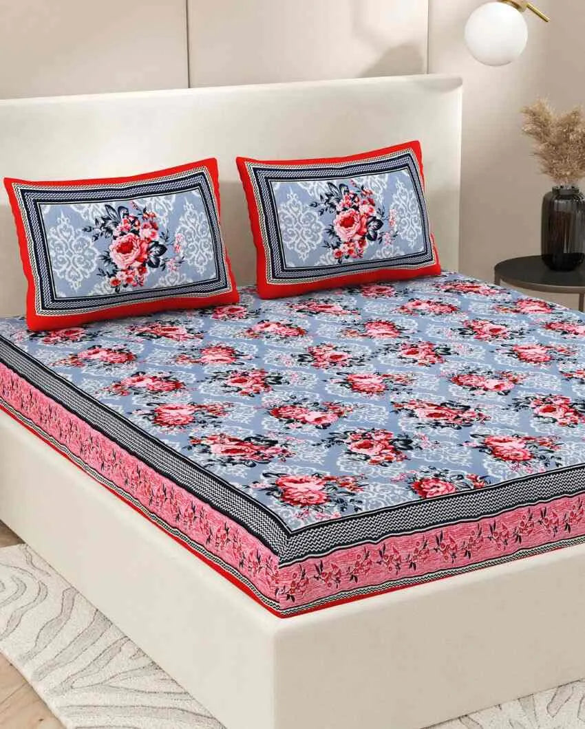 Beautiful Jaipuri Hand Printed Cotton Queen Size Bedsheet | Queen Size | 92 x 87 inches