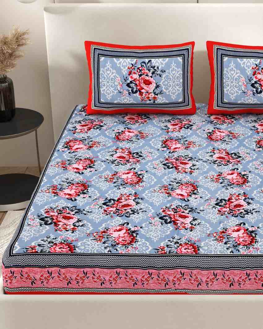 Beautiful Jaipuri Hand Printed Cotton Queen Size Bedsheet | Queen Size | 92 x 87 inches