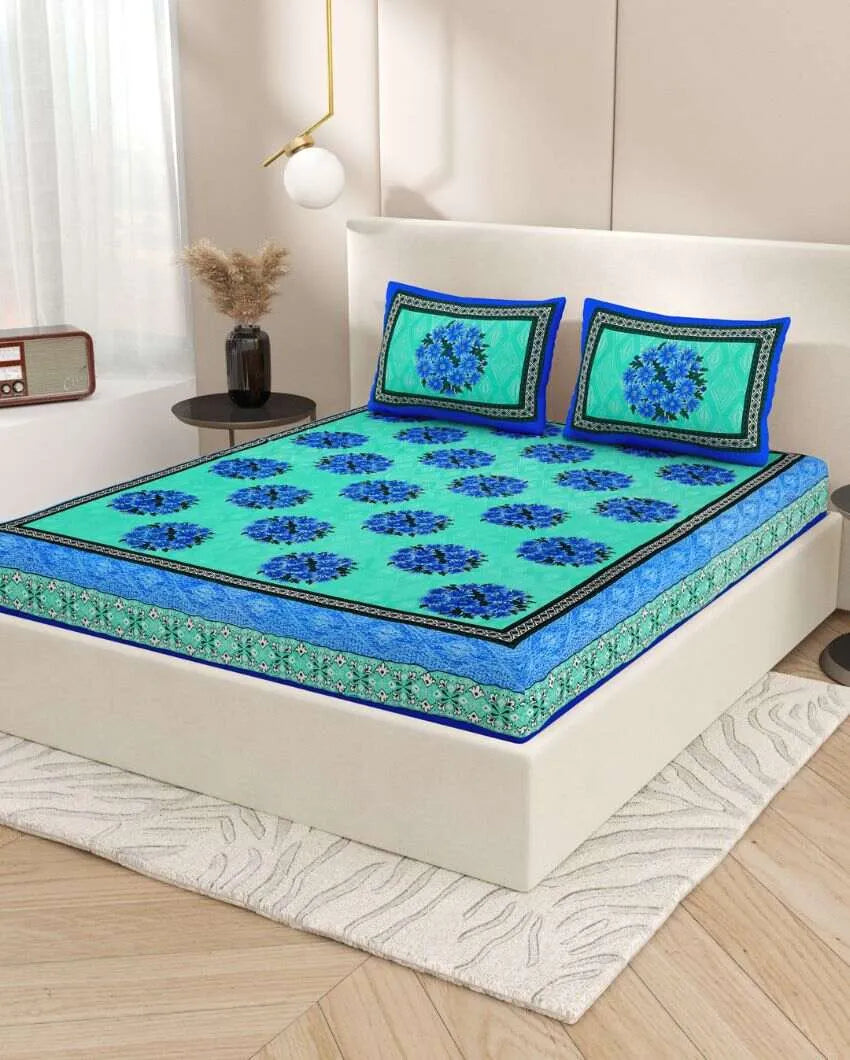 Graceful Jaipuri Hand Printed Cotton Bedding Set | Queen Size | 92 x 87 inches