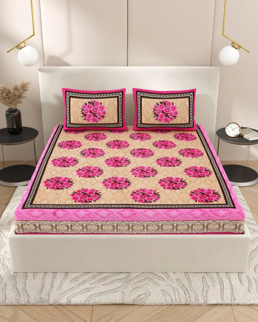 Graceful Jaipuri Hand Printed Cotton Bedding Set | Queen Size | 92 x 87 inches