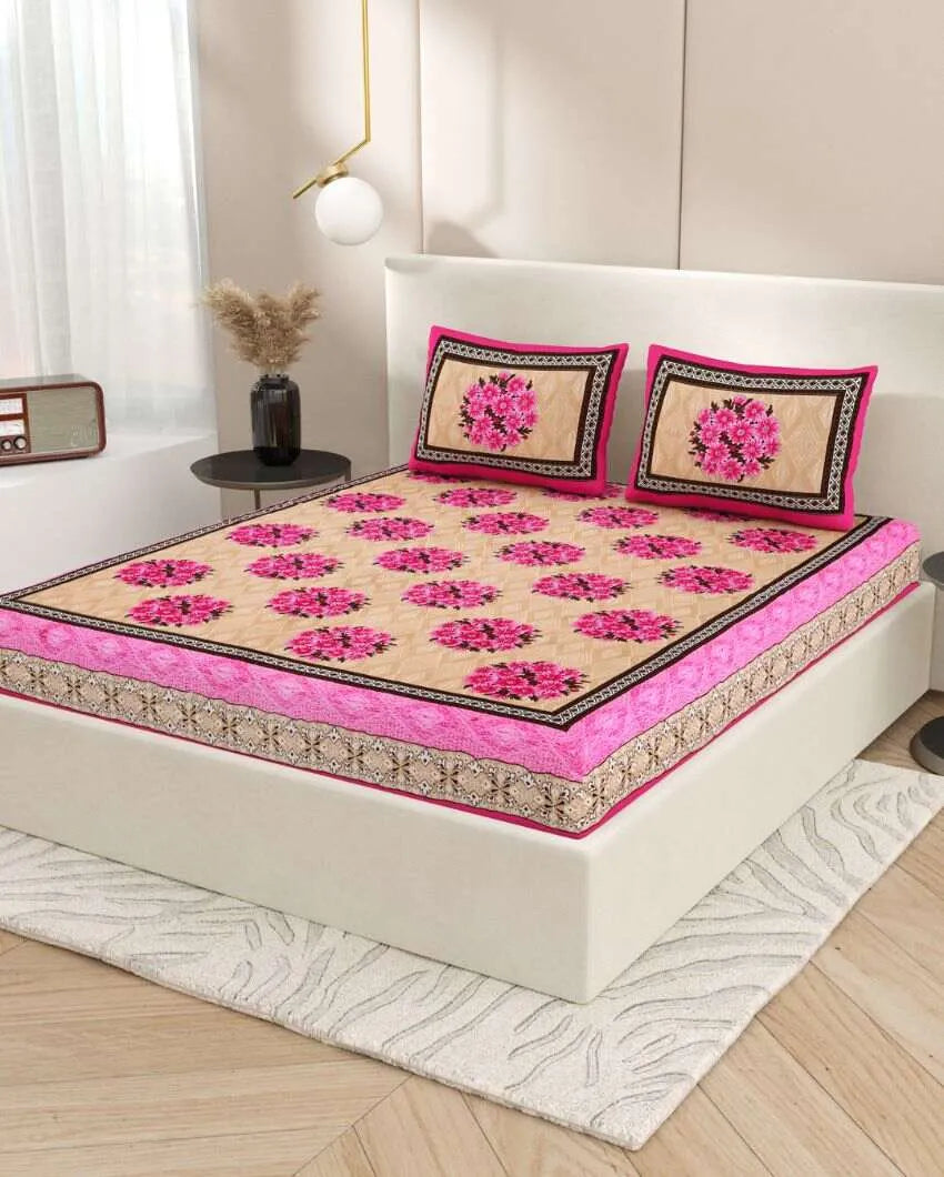 Graceful Jaipuri Hand Printed Cotton Bedding Set | Queen Size | 92 x 87 inches