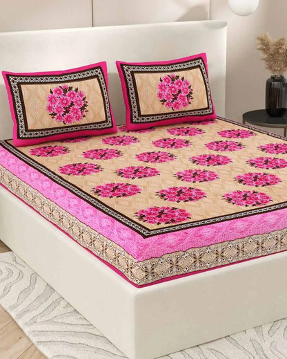 Graceful Jaipuri Hand Printed Cotton Bedding Set | Queen Size | 92 x 87 inches