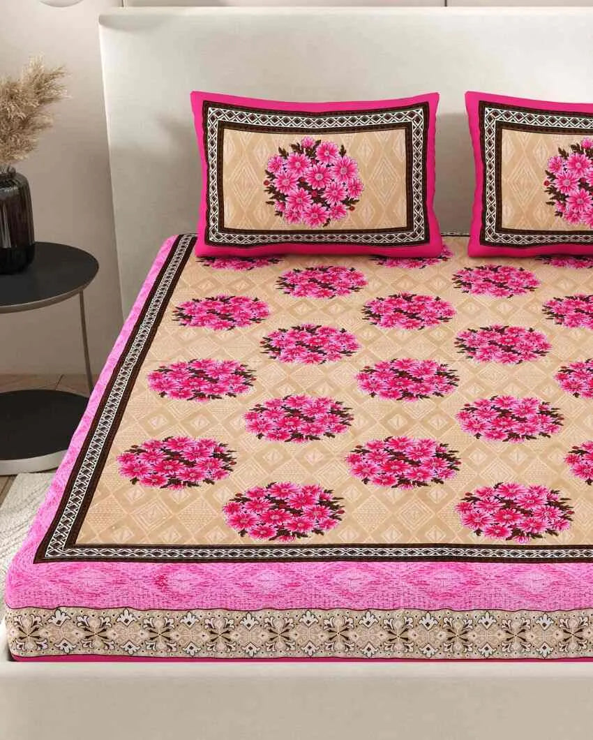 Graceful Jaipuri Hand Printed Cotton Bedding Set | Multiple Colors | Queen Size | 92 x 87 inches