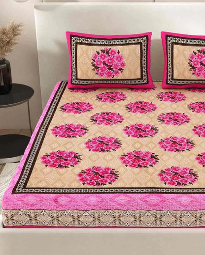 Graceful Jaipuri Hand Printed Cotton Bedding Set | Multiple Colors | Queen Size | 92 x 87 inches